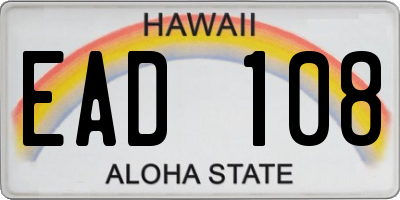 HI license plate EAD108