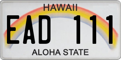 HI license plate EAD111