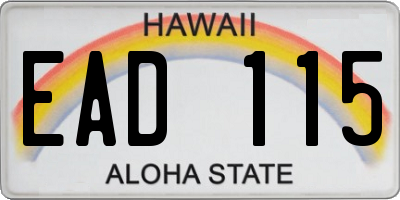 HI license plate EAD115