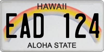 HI license plate EAD124