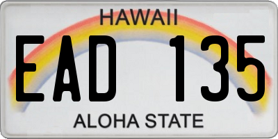 HI license plate EAD135