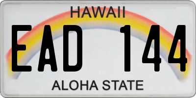 HI license plate EAD144