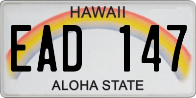 HI license plate EAD147