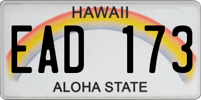 HI license plate EAD173