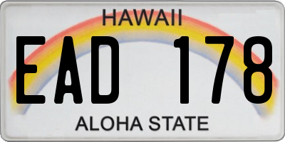 HI license plate EAD178