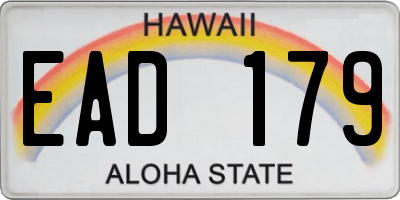 HI license plate EAD179