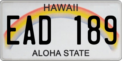 HI license plate EAD189