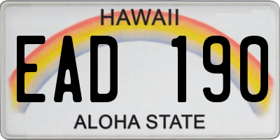 HI license plate EAD190