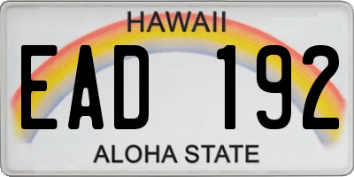 HI license plate EAD192