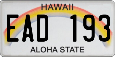 HI license plate EAD193