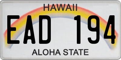HI license plate EAD194