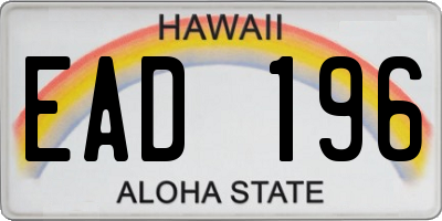 HI license plate EAD196