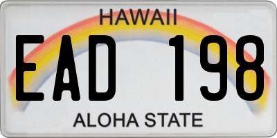 HI license plate EAD198