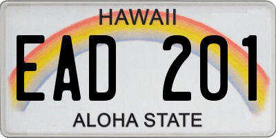 HI license plate EAD201