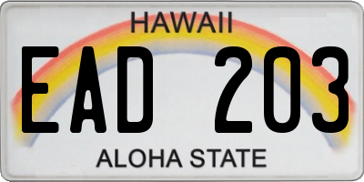 HI license plate EAD203
