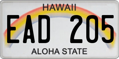 HI license plate EAD205