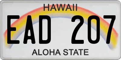 HI license plate EAD207