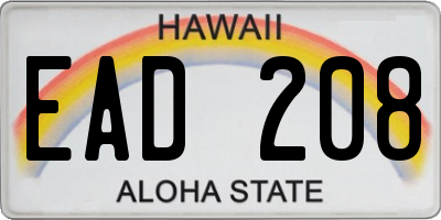 HI license plate EAD208