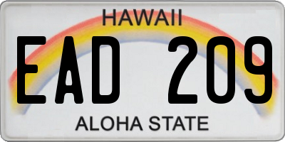 HI license plate EAD209