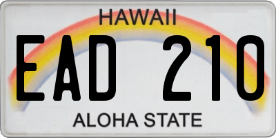 HI license plate EAD210