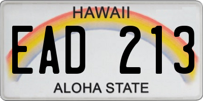 HI license plate EAD213