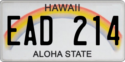 HI license plate EAD214