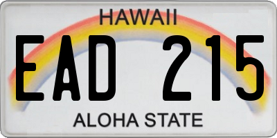 HI license plate EAD215