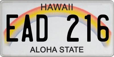 HI license plate EAD216