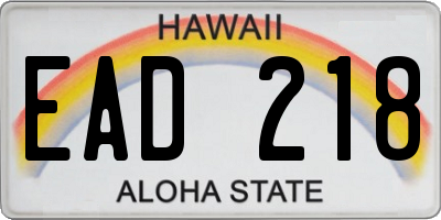 HI license plate EAD218