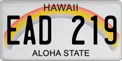 HI license plate EAD219