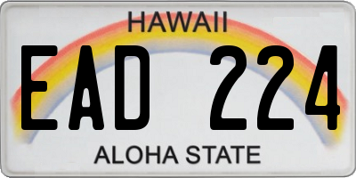 HI license plate EAD224