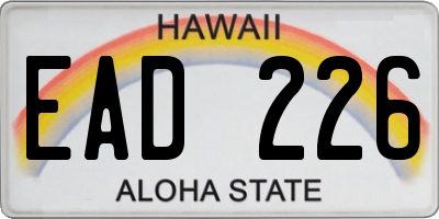 HI license plate EAD226