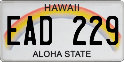 HI license plate EAD229