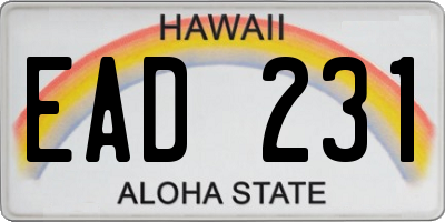 HI license plate EAD231