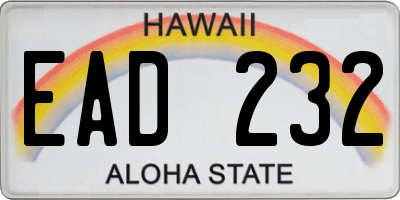 HI license plate EAD232