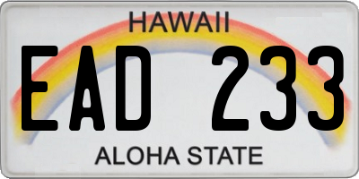 HI license plate EAD233