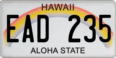 HI license plate EAD235