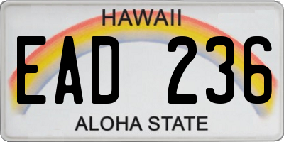 HI license plate EAD236