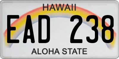 HI license plate EAD238