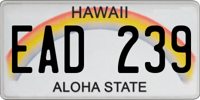 HI license plate EAD239