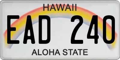 HI license plate EAD240