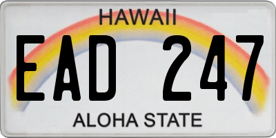 HI license plate EAD247