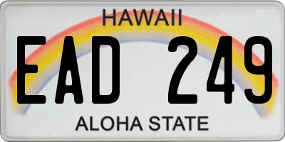 HI license plate EAD249