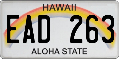 HI license plate EAD263