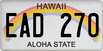 HI license plate EAD270