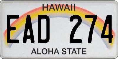 HI license plate EAD274