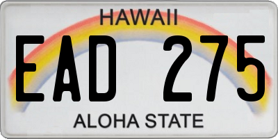 HI license plate EAD275