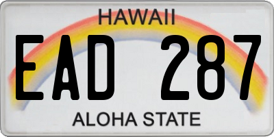 HI license plate EAD287