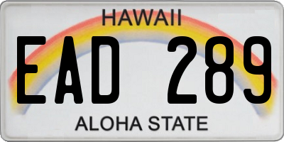 HI license plate EAD289