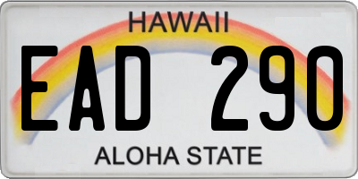 HI license plate EAD290